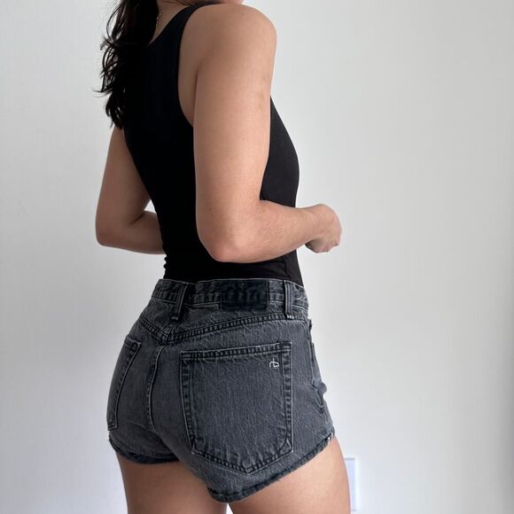 Rag & Bone Jean Shorts Womens 27 Black Mid Rise Exposed Button Fly Festival - Picture 4 of 15